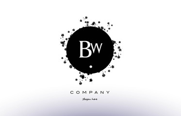 bw b w  circle grunge splash alphabet letter logo vector icon template