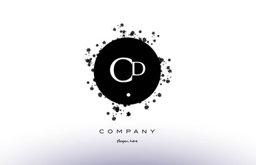 cd c d  circle grunge splash alphabet letter logo vector icon template