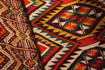 Hand made rug. Traditional woolen hand made rug