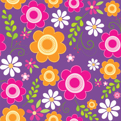 Fototapeta na wymiar Seamless background with floral flower design
