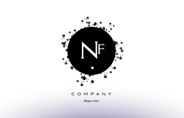 nf n f  circle grunge splash alphabet letter logo vector icon template