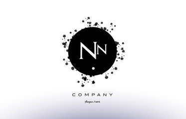 nn n  circle grunge splash alphabet letter logo vector icon template