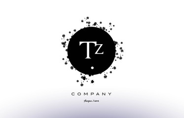 tz t z  circle grunge splash alphabet letter logo vector icon template