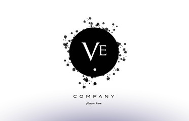 ve v e  circle grunge splash alphabet letter logo vector icon template