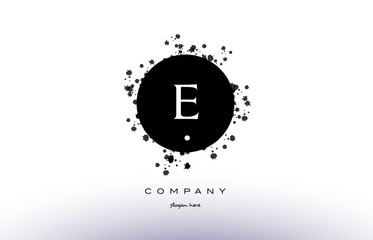 e circle grunge splash alphabet letter logo vector icon template