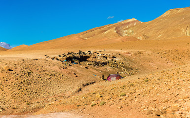 Fototapeta na wymiar Landscape of the High Atlas Mountains between Ait Ben Ali and Bou Tharar, Morocco