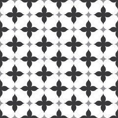 Fototapeta premium Seamless black and white diagonal ornate ogee floral pattern vector