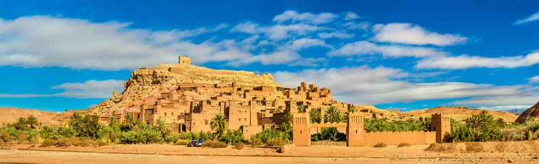 Papier Peint photo Lavable Maroc Vue panoramique sur Ait Benhaddou, site du patrimoine mondial de l& 39 UNESCO au Maroc