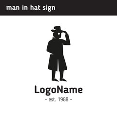 Logo  man in a hat and glasses