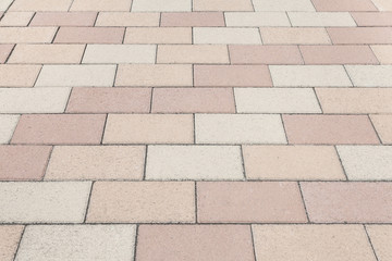 Outdoor stone block tile floor background and texture pattern