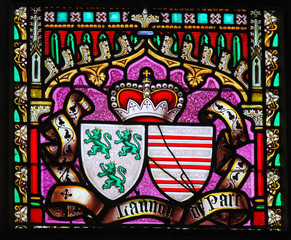 Coat of Arms - Stained Glass in Sablon Church, Brussels