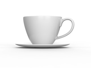 3D illustration white cup and saucer