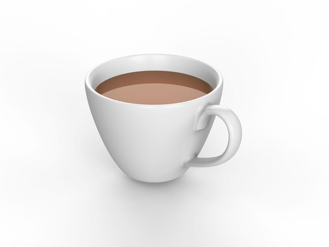 3D illustration white cup of tea coffee