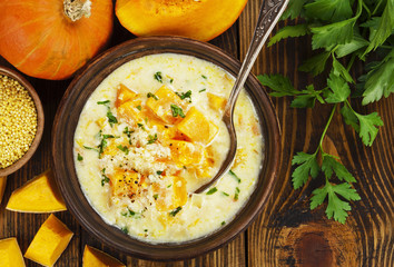 Cheese soup with pumpkin