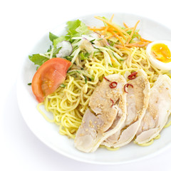 Dry egg noodle with pork and boil egg