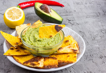 Natural fresh guacamole dip