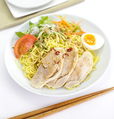 Dry egg noodle with pork and boil egg