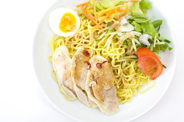 Dry egg noodle with pork and boil egg
