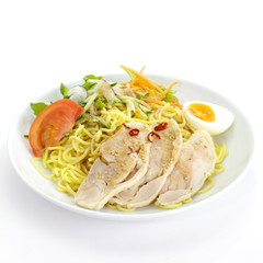 Dry egg noodle with pork and boil egg