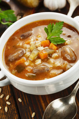 Rassolnik with chicken giblets