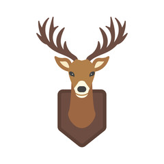 Deer head wild silhouette mammal reindeer wildlife antler graphic and design horned stag drawing sign trophy emblem hunt male vector illustration.