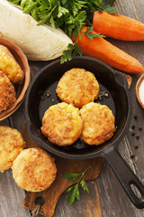 Vegetarian cutlets with cabbage and carrot