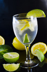 Lemon water and citrus fruits
