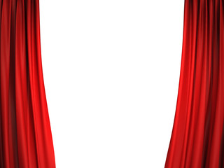 Open red stage curtains