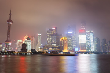 Fototapeta na wymiar Modern city night scene, skyscraper in shanghai,chian