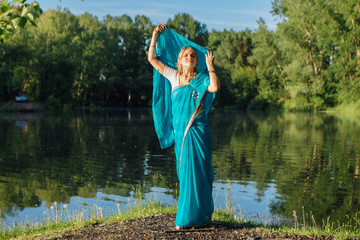 Beautiful european woman in sari