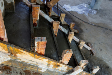 Building ladder concrete staircase under construction site