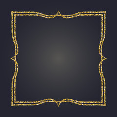 Art Nouveau gold glitter decorative rectangle vector frame for design. Art Deco style border