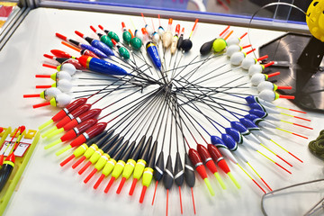 Fishing float bobbers in sport shop