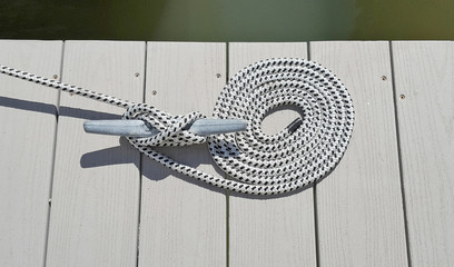 nautical rope secure to dock cleat