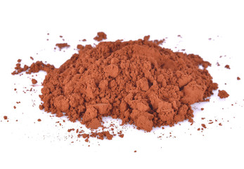 Cocoa powder on white background