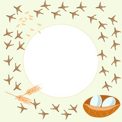 Traces of birds ornament around the white circle