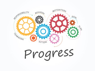 Progress with Gear Concept. Infographic Template. Vector Illustration.