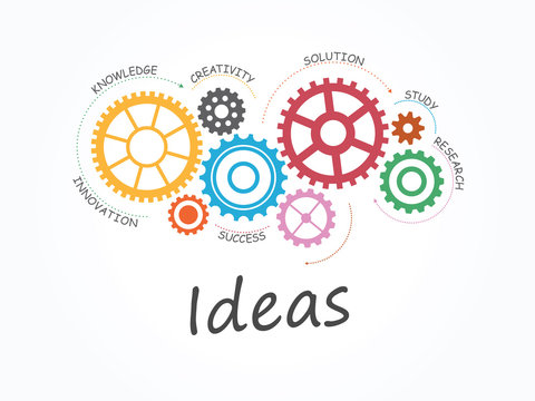 Ideas with Gear Concept. Infographic Template. Vector Illustration.