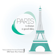 Fototapeta na wymiar Eiffel Tower, Paris. France | Famous Landmarks From Around The World.