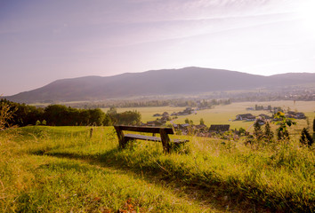 Obraz premium Bank am Abend, Bayern, Landschaft