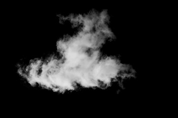 Close-up single white cloud isolated on black, Balck and white image