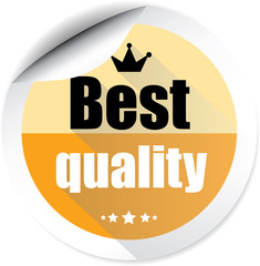 Best quality orange colorful label, sticker, sign, icon and stamp with crown on white background.