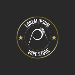 Hipster Vapor Coil Logo. Isolated on Black Background.