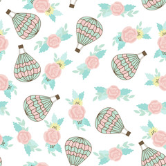 Seamless Pattern with Ar Balloon and Bouquet