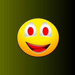 Smile emotion with red teeth on a green background