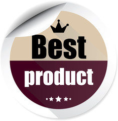Best product violet colorful label, sticker, sign, icon and stamp with crown on white background.