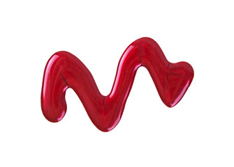 Spilled red nail polish isolated on white background