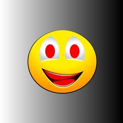 Smile emotions with red teeth on a gray background