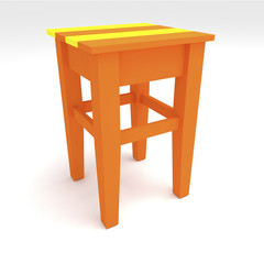 3d render, 3d illustration, sketch, the evolution of a wooden stool.