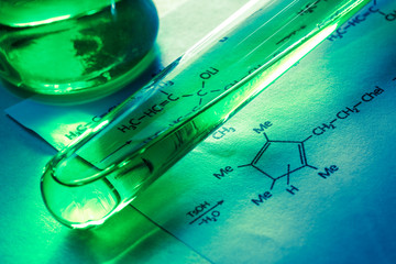 Chemical tubes with reaction formula